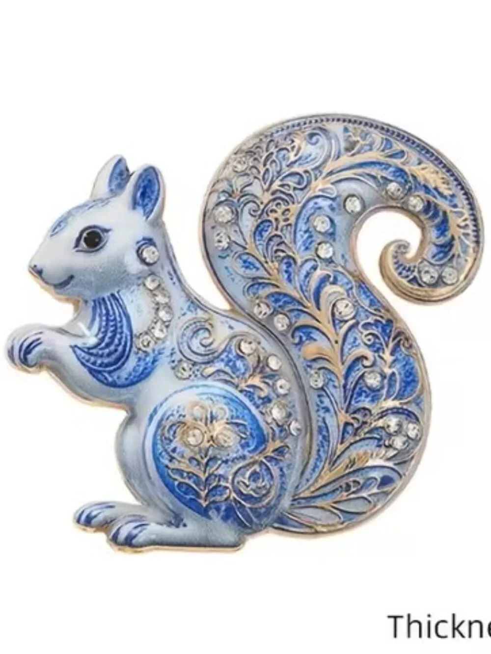 Gorgeous Squirrel Enamel Brooch, Rhinestone Inlaid Lapel Pin Z3